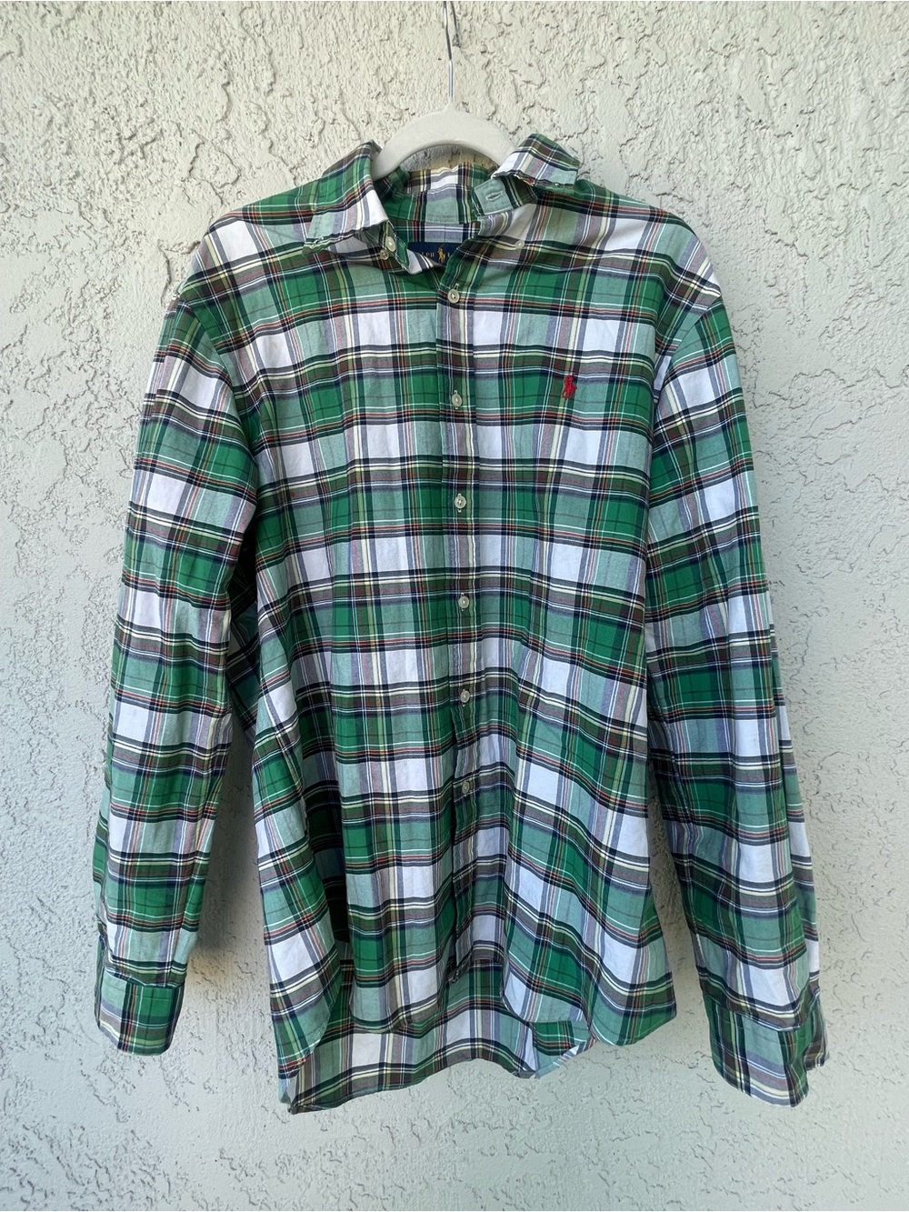Ralph Lauren Green White and Black Plaid Button-Down Shirt